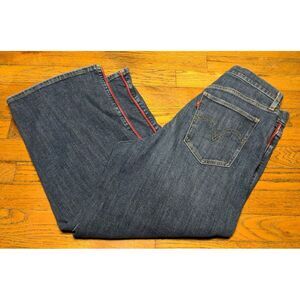 Levis Jeans Womens 31 Wide Leg Cropped Mile High Rise Dark Wash Button Fly 31x25